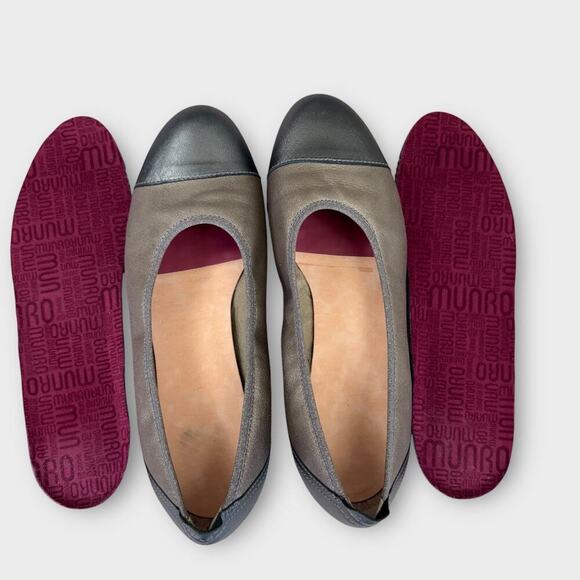 Munro Leather Ballet Flat Shoes Cap Toe Slip On Size 9.5M Shimmer Bronze Gray - Picture 9 of 13